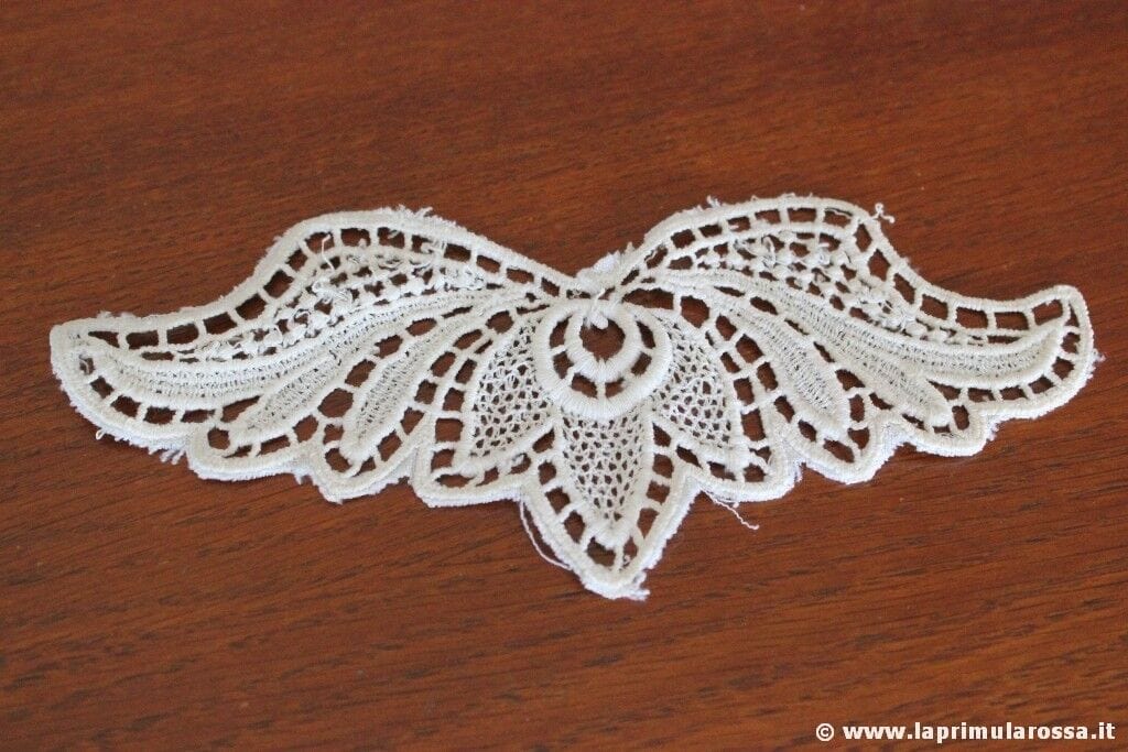 APPLICAZIONE MACRAME' ANTICO IN COTONE L. CM 21 - VECCHIO PIZZO - MERLETTI Corredo Pizzi e Tessuti