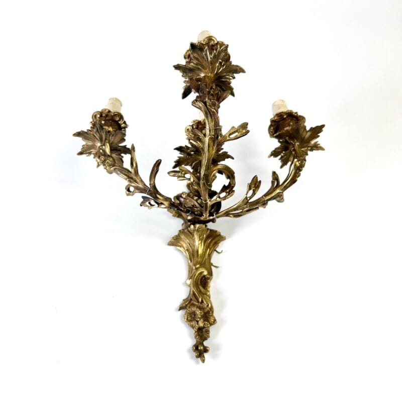 Applique antico stile Luigi XV in bronzo a quattro fiamme luci Lampada da parete Lampade Appliques