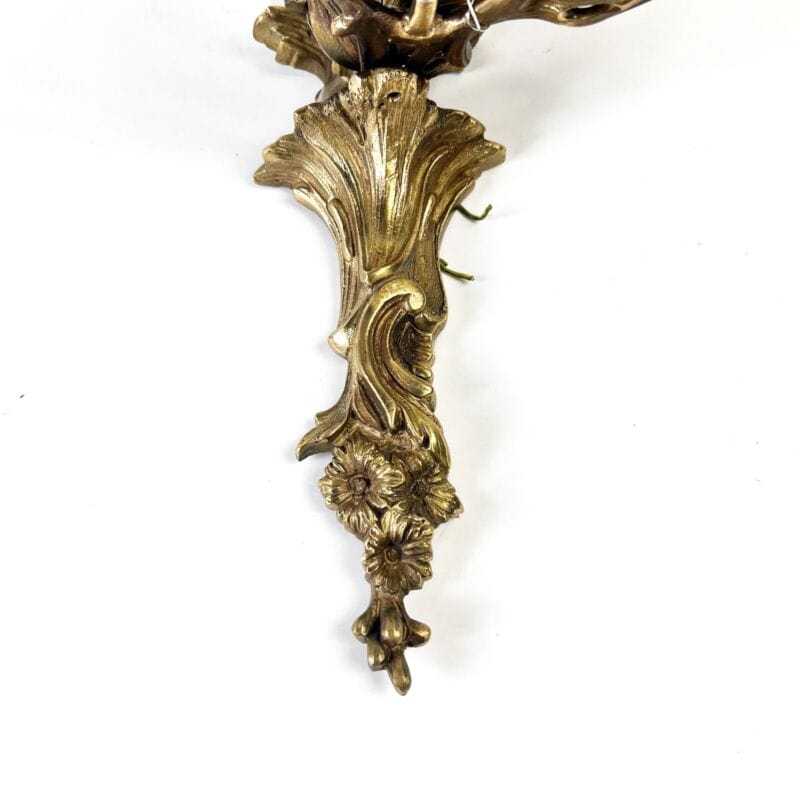 Applique antico stile Luigi XV in bronzo a quattro fiamme luci Lampada da parete Lampade Appliques