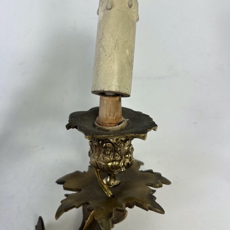Applique antico stile Luigi XV in bronzo a quattro fiamme luci Lampada da parete Lampade Appliques