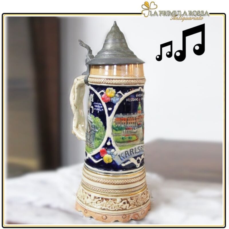Boccale da birra in ceramica tedesco vintage carillon con coperchio bicchiere Birra & dintorni