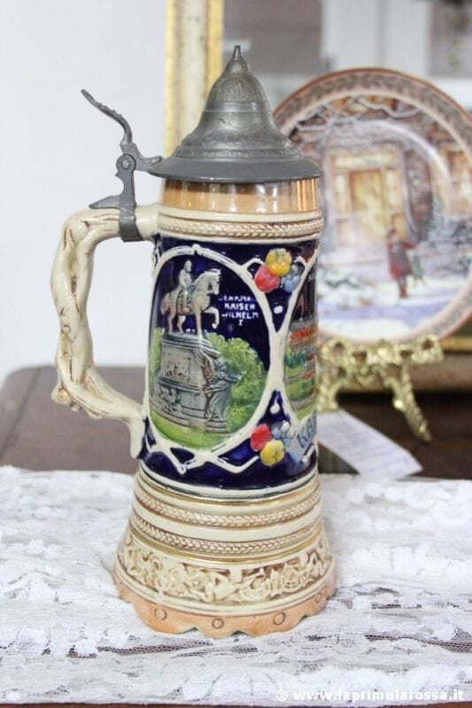 Boccale da birra in ceramica tedesco vintage carillon con coperchio bicchiere Birra & dintorni