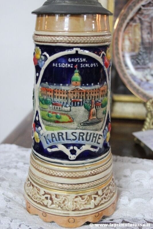Boccale da birra in ceramica tedesco vintage carillon con coperchio bicchiere Birra & dintorni