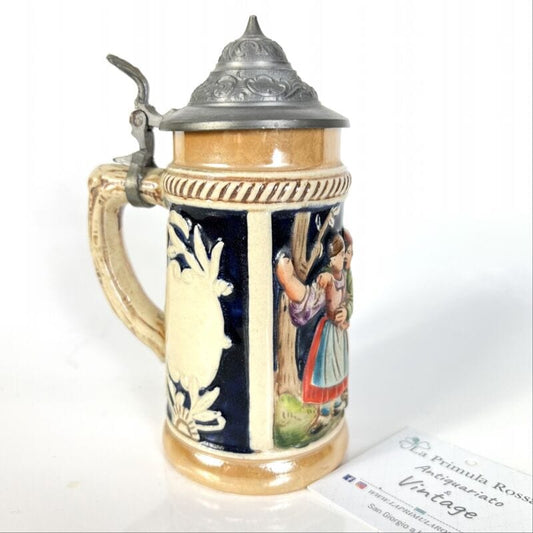 Boccale da birra in ceramica tedesco vintage con bicchiere portapenne coperchio Birra & dintorni