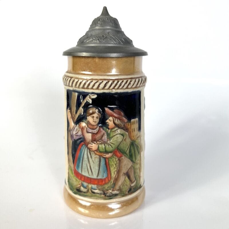 Boccale da birra in ceramica tedesco vintage con bicchiere portapenne coperchio Birra & dintorni