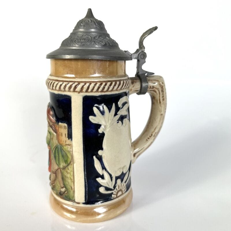 Boccale da birra in ceramica tedesco vintage con bicchiere portapenne coperchio Birra & dintorni