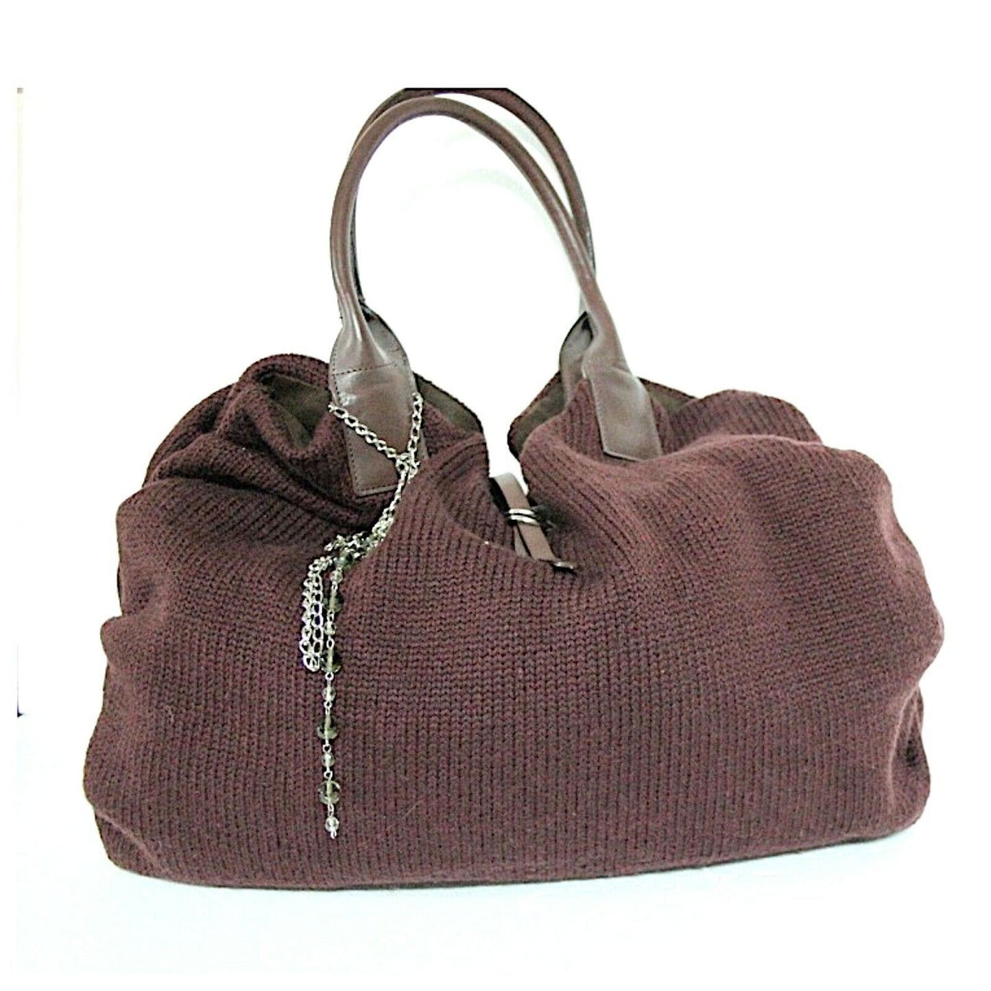 BORSA DAVID & SCOTTI IN LANA E PELLE VINTAGE MARRONE ITALIAN HAND BAG Borse Scialli & Foulard