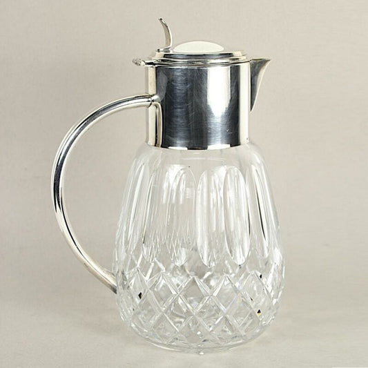 Brocca caraffa antica in cristallo argento silver plated decanter porta ghiaccio Ceramiche e Porcellane