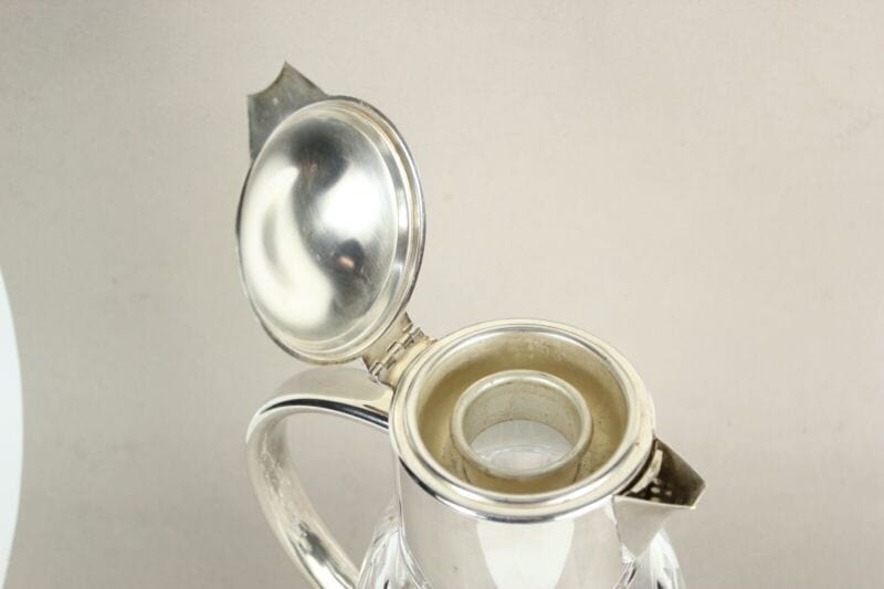 Brocca caraffa antica in cristallo argento silver plated decanter porta ghiaccio Ceramiche e Porcellane