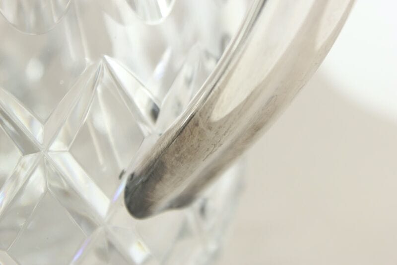 Brocca caraffa antica in cristallo argento silver plated decanter porta ghiaccio Ceramiche e Porcellane