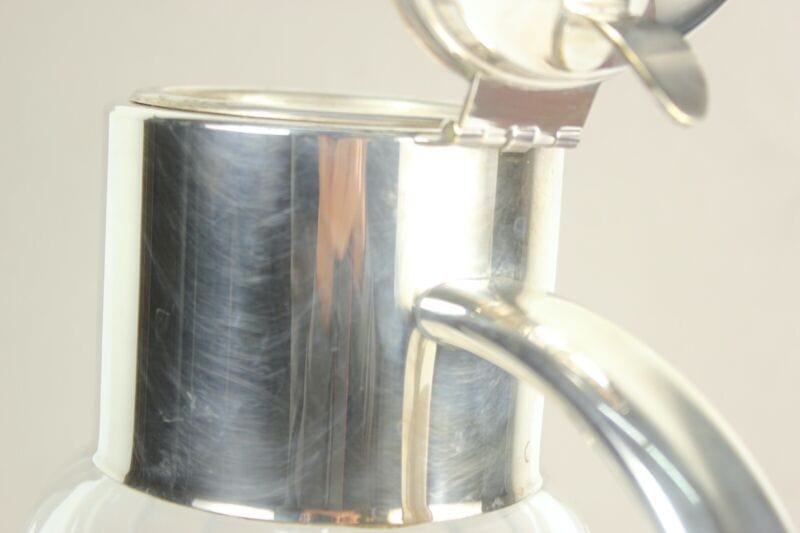 Brocca caraffa antica in cristallo argento silver plated decanter porta ghiaccio Ceramiche e Porcellane