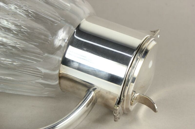 Brocca caraffa antica in cristallo argento silver plated decanter porta ghiaccio Ceramiche e Porcellane