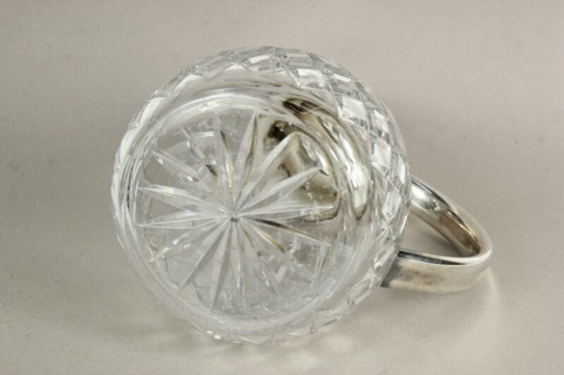 Brocca caraffa antica in cristallo argento silver plated decanter porta ghiaccio Ceramiche e Porcellane