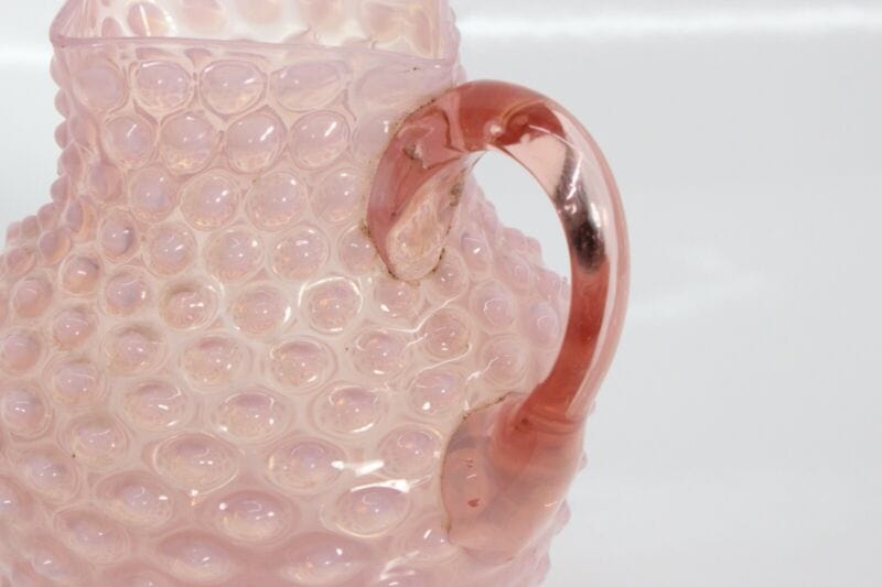Brocca caraffa antica in di vetro soffiato rosa liberty vaso lavorato vintage Ceramiche e Porcellane