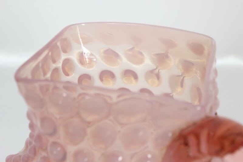 Brocca caraffa antica in di vetro soffiato rosa liberty vaso lavorato vintage Ceramiche e Porcellane