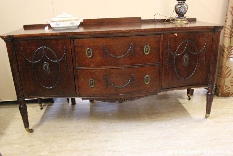 BUFFET ANTICO IN MOGANO SERVANTE INGLESE VITTORIANA SIDEBOARD CON CASSETTI Arredamento