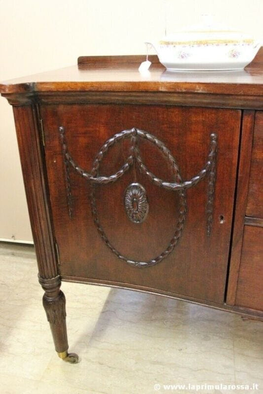 BUFFET ANTICO IN MOGANO SERVANTE INGLESE VITTORIANA SIDEBOARD CON CASSETTI Arredamento