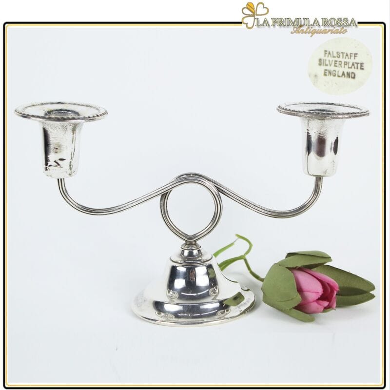 Candelabro antico in argento silver plated candeliere portacandele a 2 fiamme Sheffield & Argento
