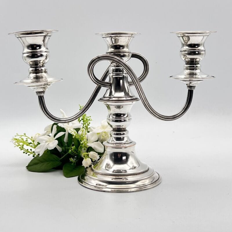Candelabro antico in argento silver plated candeliere portacandele a 3 fiamme Sheffield & Argento