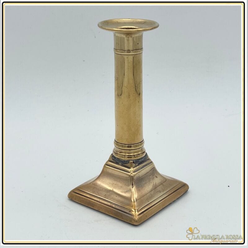 Candeliere antico in ottone lucido candelabro bugia 900 Porta candela inglese Ottone