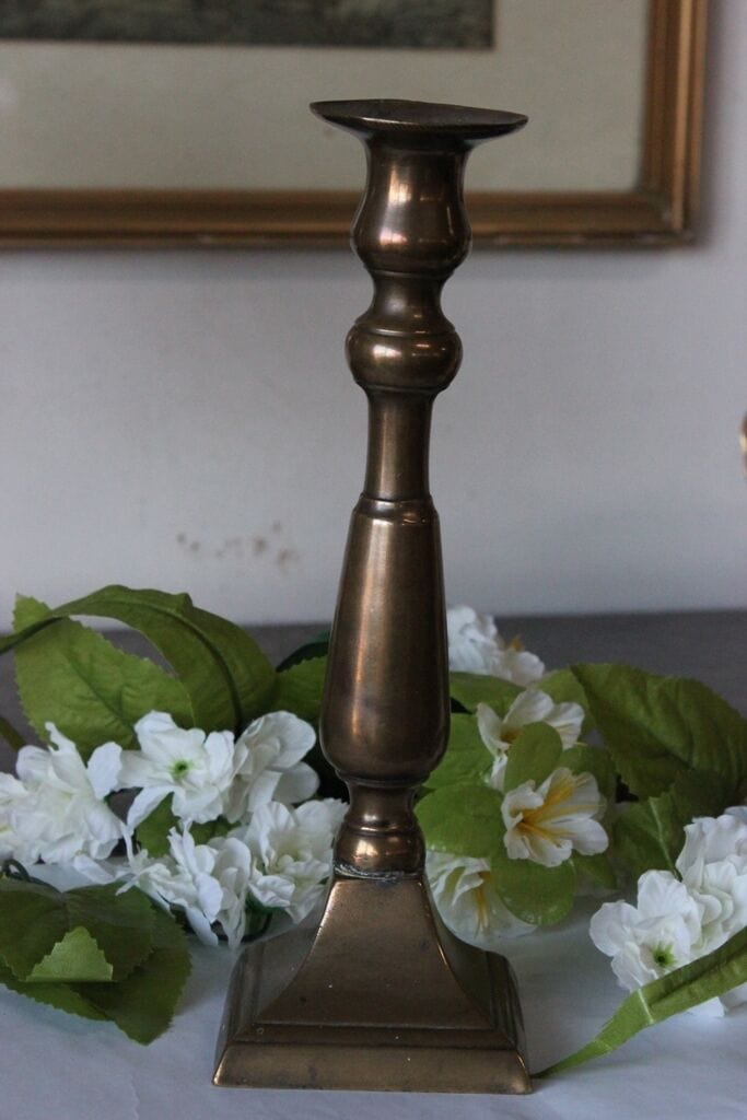 CANDELIERE D'EPOCA IN OTTONE H cm 24 CANDELABRO VINTAGE BRASS CANDLESTICK Ottone