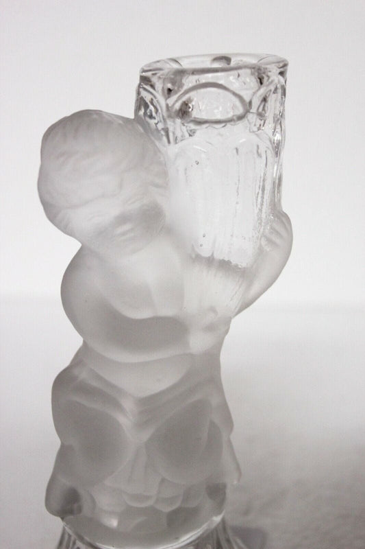 CANDELIERE IN VETRO VINTAGE LUCIDO E SATINATO CHERUBINO PORTA CANDELA ANGELO Vetri e Cristalli