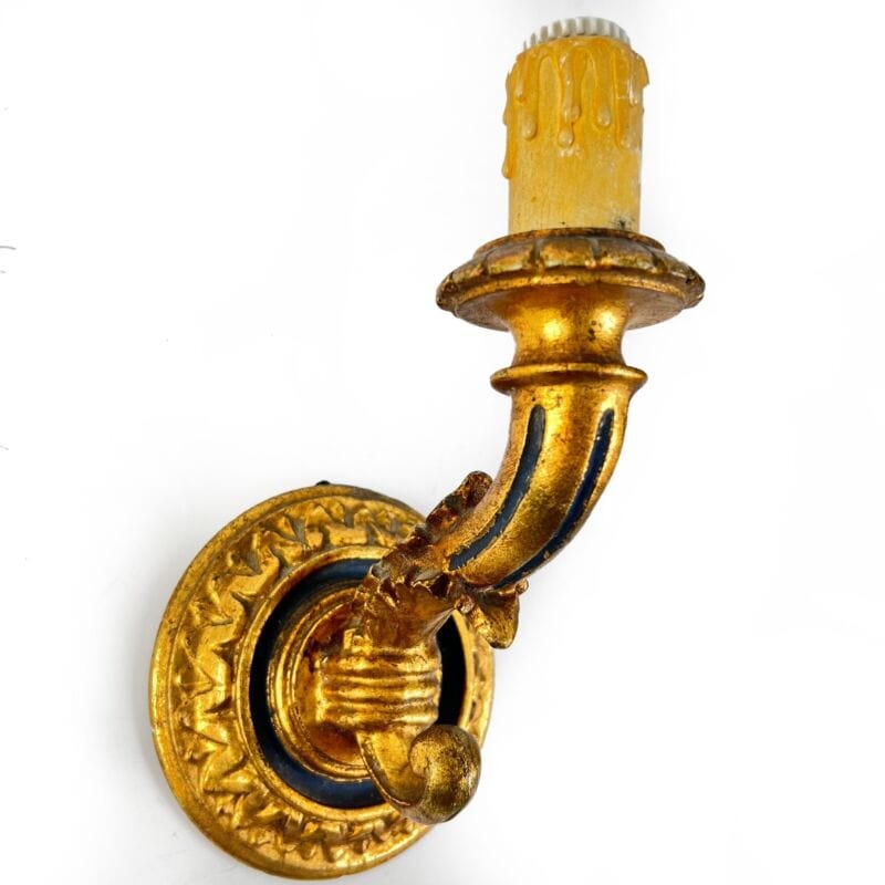 Candeliere stile antico Applique vintage in legno dorato oro lampada da parete Lampade Appliques
