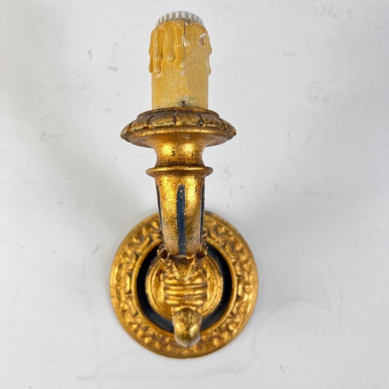Candeliere stile antico Applique vintage in legno dorato oro lampada da parete Lampade Appliques
