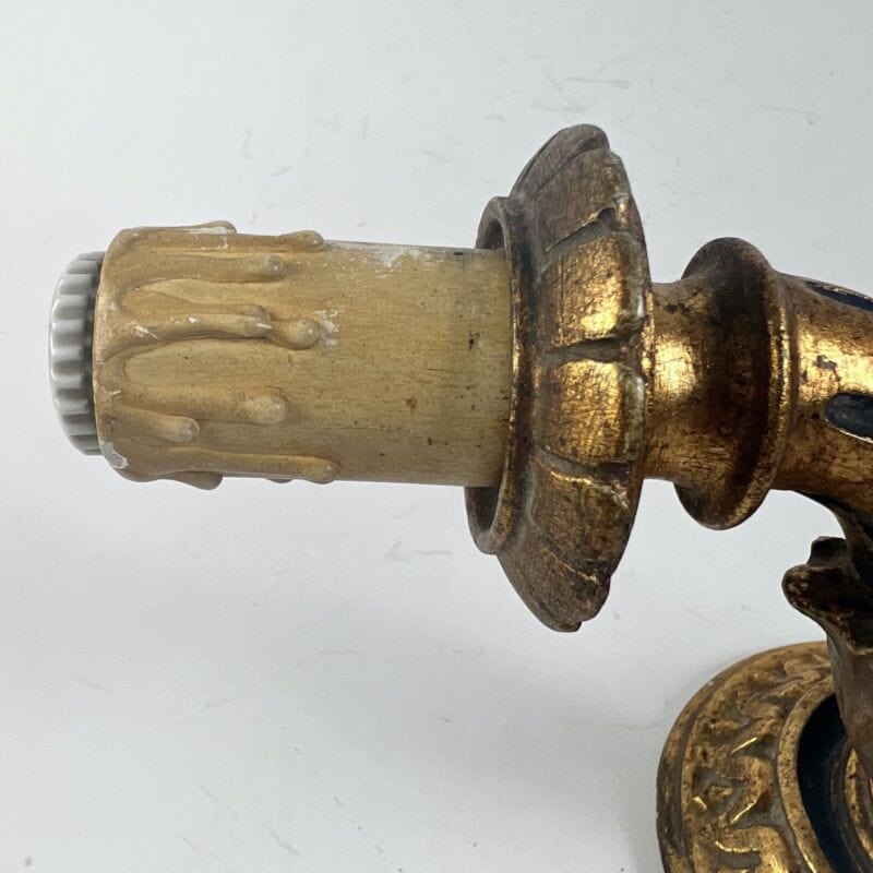 Candeliere stile antico Applique vintage in legno dorato oro lampada da parete Lampade Appliques