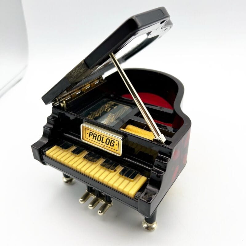 Carillon vintage antico nero pianoforte a coda musica melodia MEMORY music box Carillon