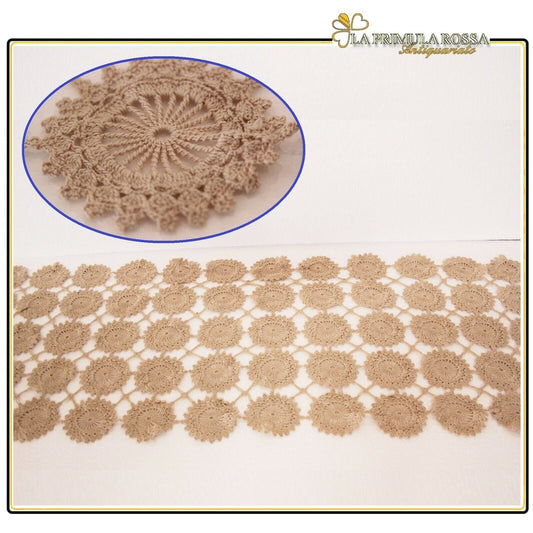 CENTRO A UNCINETTO VINTAGE RETTANGOLARE ESEGUITO A MANO COLORE ECRU Corredo Pizzi e Tessuti