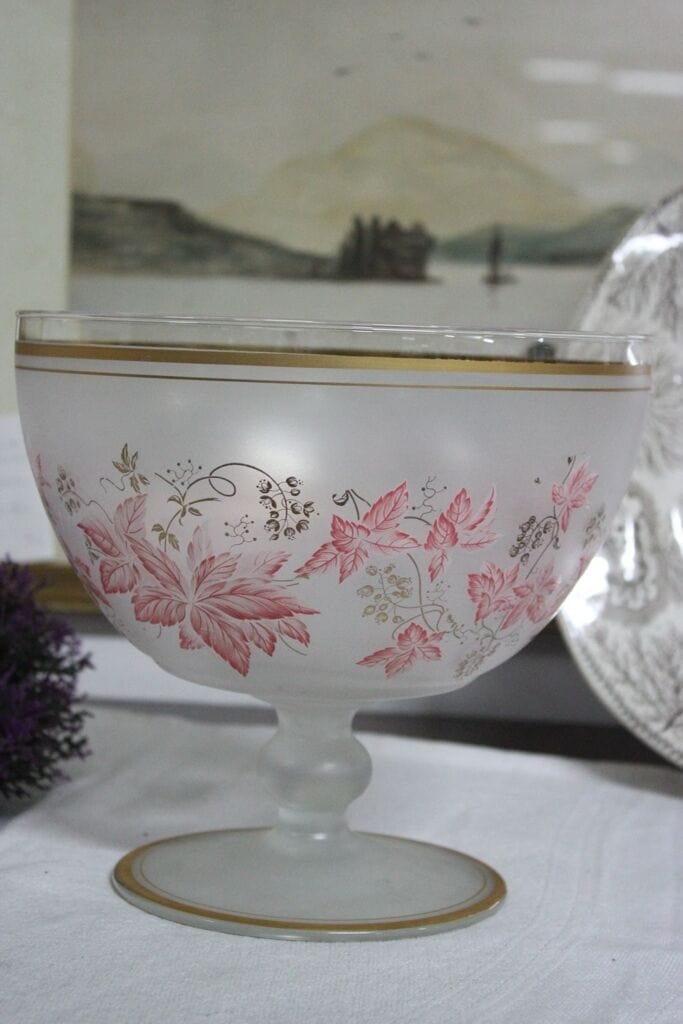 CENTROTAVOLA VINTAGE IN VETRO SATINATO H cm 20 - GRANDE COPPA DA TAVOLO Vetri e Cristalli