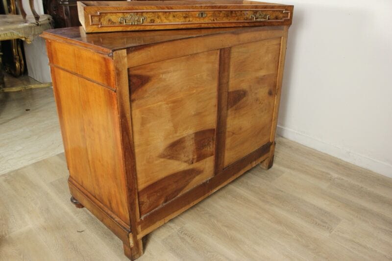 Comò cassettone antico mobile in legno cassettiera noce chiaro e radica fine 800 Arredamento