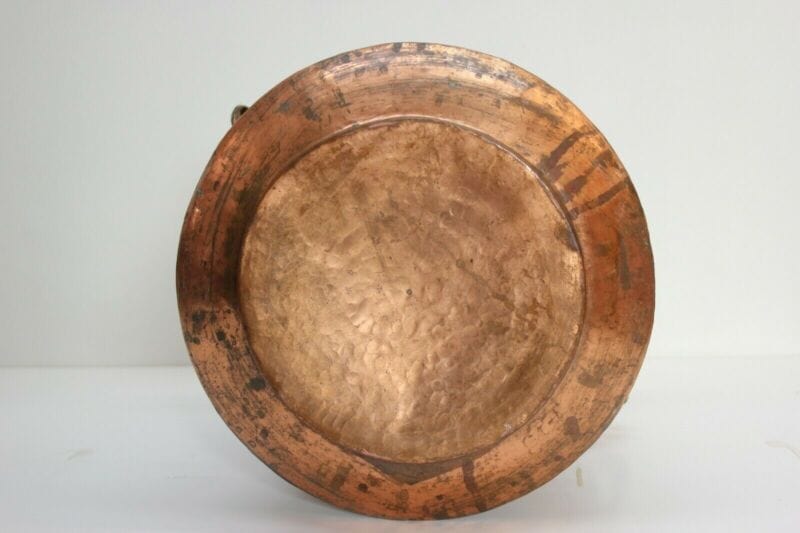 Conca antica in rame concone vecchia anfora d'epoca con manici vaso portafiori Ottone