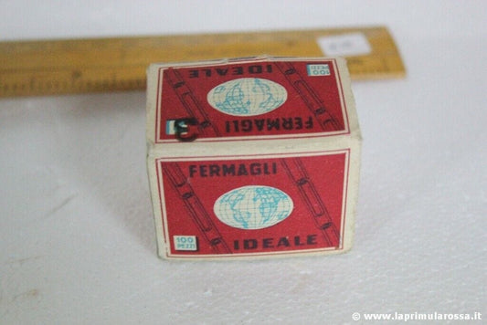 CONFEZIONE GRAFFETTE FERMAGLI IDEALE VINTAGE ITALIAN PAPER CLIPS CANCELLERIA Complementi d'arredo