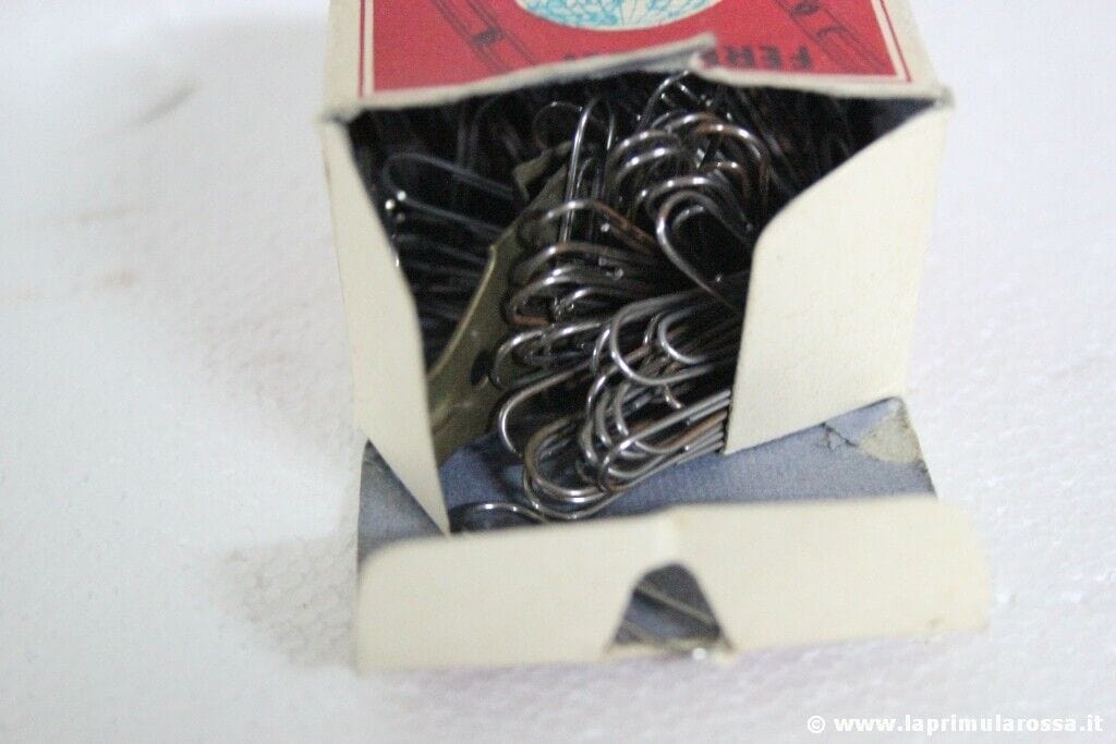 CONFEZIONE GRAFFETTE FERMAGLI IDEALE VINTAGE ITALIAN PAPER CLIPS CANCELLERIA Complementi d'arredo