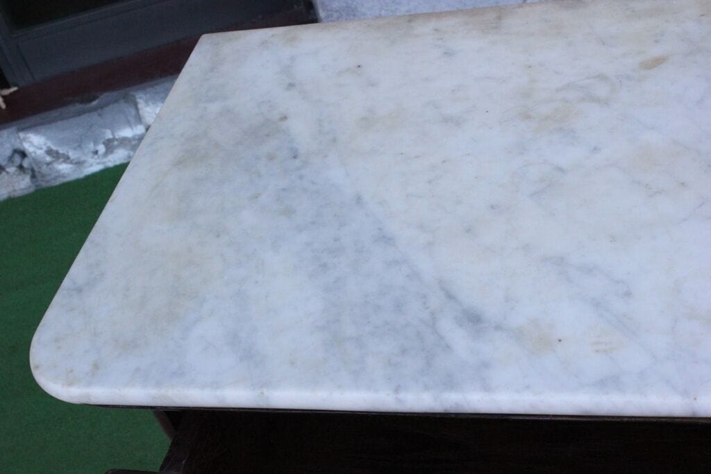 CONSOLE ANTICA MOGANO CON PIANO IN MARMO L. cm 115 MOBILE X INGRESSO EPOCA 800 Arredamento