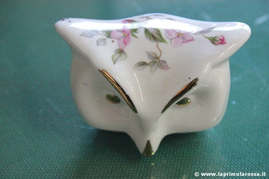 COPERCHIO VINTAGE PORCELLANA A GUFO CIVETTA BONE CHINA OWL LID ONLY TRINKET POT Ceramiche e Porcellane