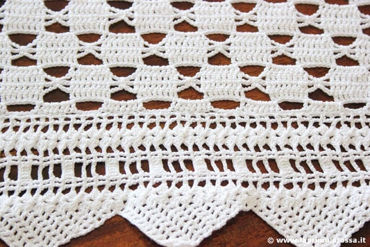 COPERTINA X CULLA VINTAGE IN COTONE LAVORATO AD UNCINETTO cm100x70 BABY BLANKET Corredo Pizzi e Tessuti