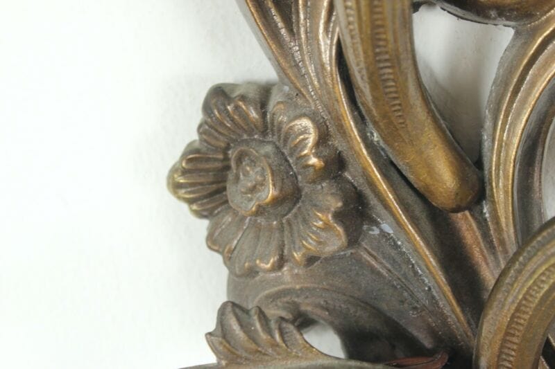Coppia Applique dorato foglie da a 3 bracci luci Lampada da parete stile antico Lampade Appliques