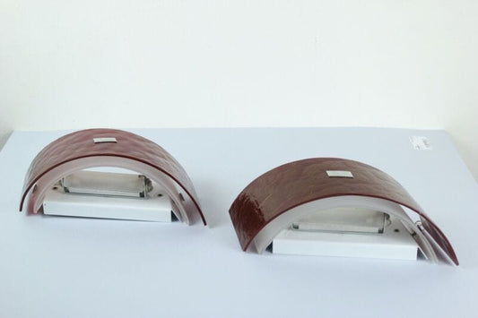 Coppia applique lampade da parete Cattaneo giostra mezza luna in vetro rosso Lampade Appliques
