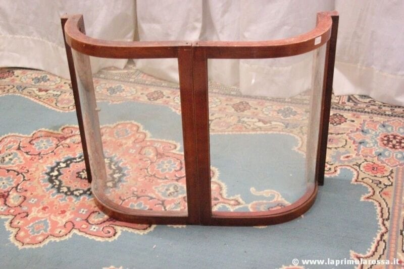 COPPIA DI ANTE D'EPOCA IN VETRO BOMBATO - SPORTELLI DI VETRINA LIBERTY IN LEGNO Complementi d'arredo
