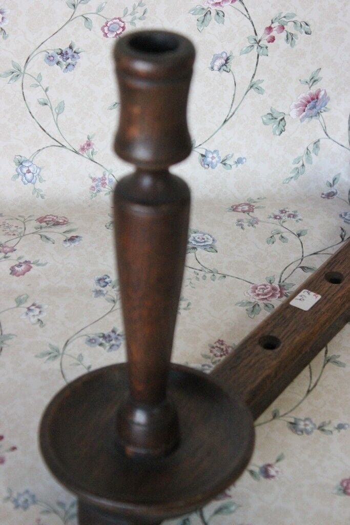 COPPIA DI CANDELIERI ANTICHI IN LEGNO - PORTACANDELA D'EPOCA - CANDELABRO Complementi d'arredo