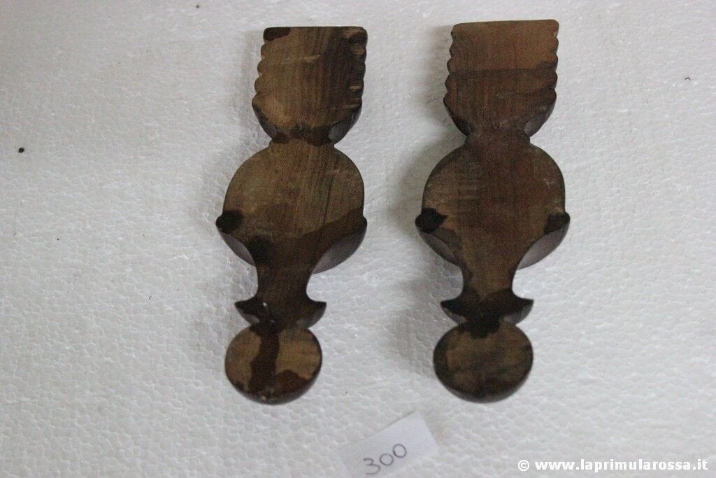 COPPIA DI CAPITELLI ANTICHI IN LEGNO H cm19 FREGIO EPOCA 800 ANTIQUE WOOD COLUMN Restauro