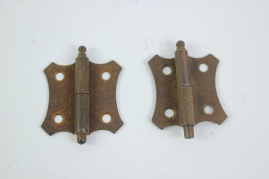 Coppia di cerniere vintage in ferro ferramenta d'epoca per mobile specchio Restauro