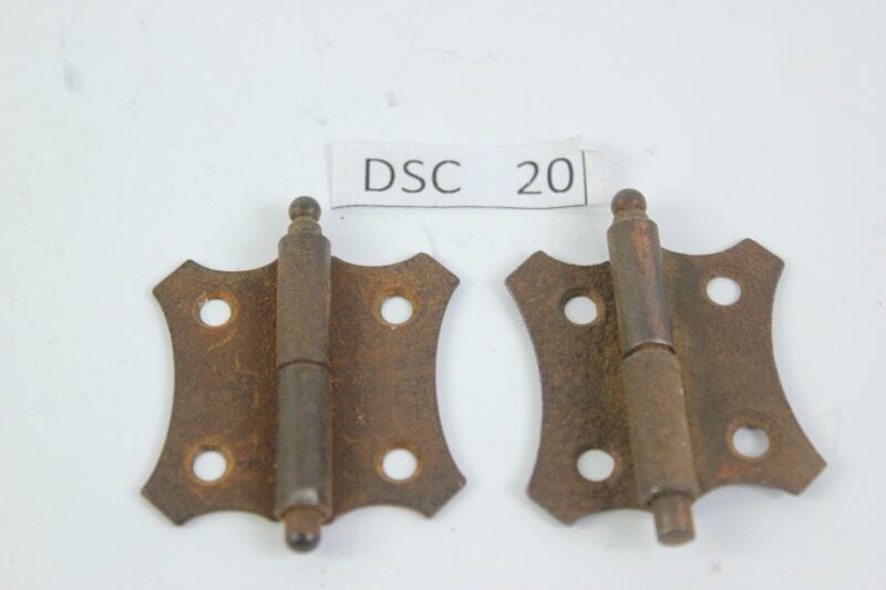 Coppia di cerniere vintage in ferro ferramenta d'epoca per mobile specchio Restauro