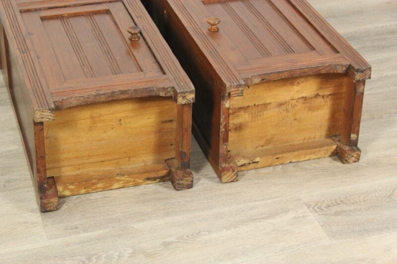 COPPIA DI COMODINI ANTICHI IN LEGNO COMODINO ARTE POVERA VINTAGE USATI Arredamento