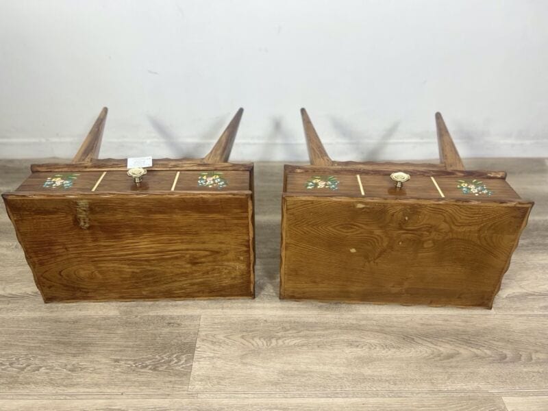 Coppia di comodini tavolino consolle stile new retro in legno vintage anni 50 60 Arredamento