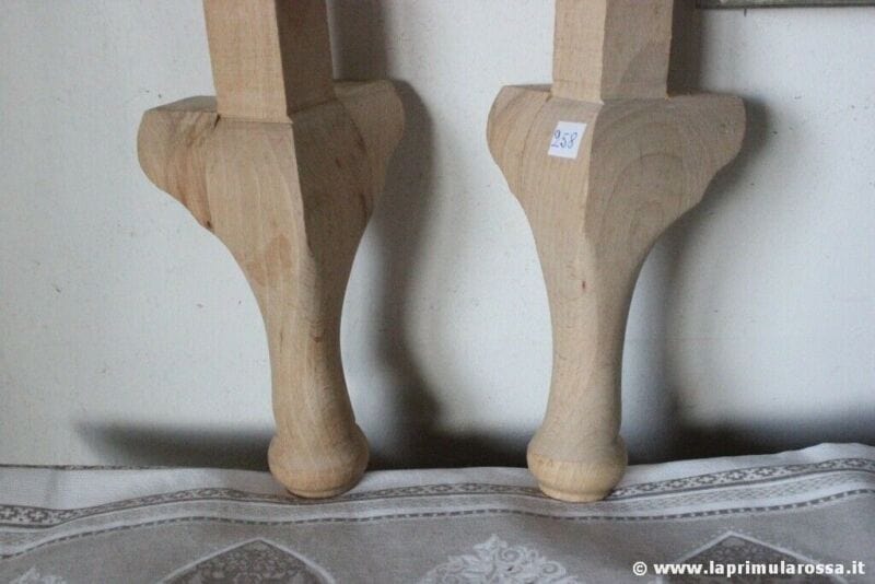 COPPIA DI GAMBE IN LEGNO GREZZO altezza cm 15 x RESTAURO POUF SGABELLO TAVOLINO Restauro