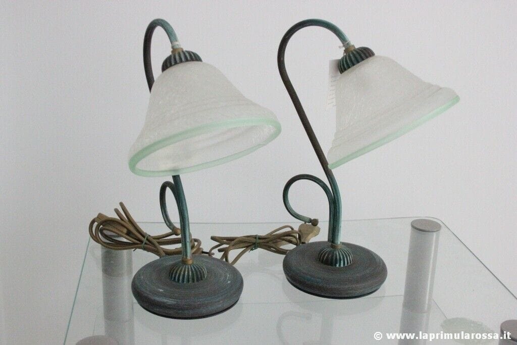 COPPIA DI LAMPADE DA TAVOLO RETRO' ABAT JOURS TWO VINTAGE ITALIAN ABAT JOURS Lampade Appliques